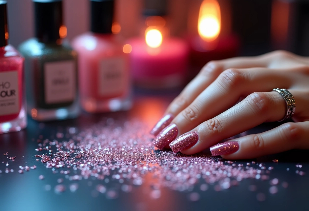 ongles pailletés