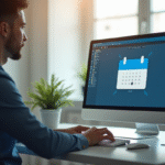 Bureau professionnel avec ordinateur et interface Zimemail