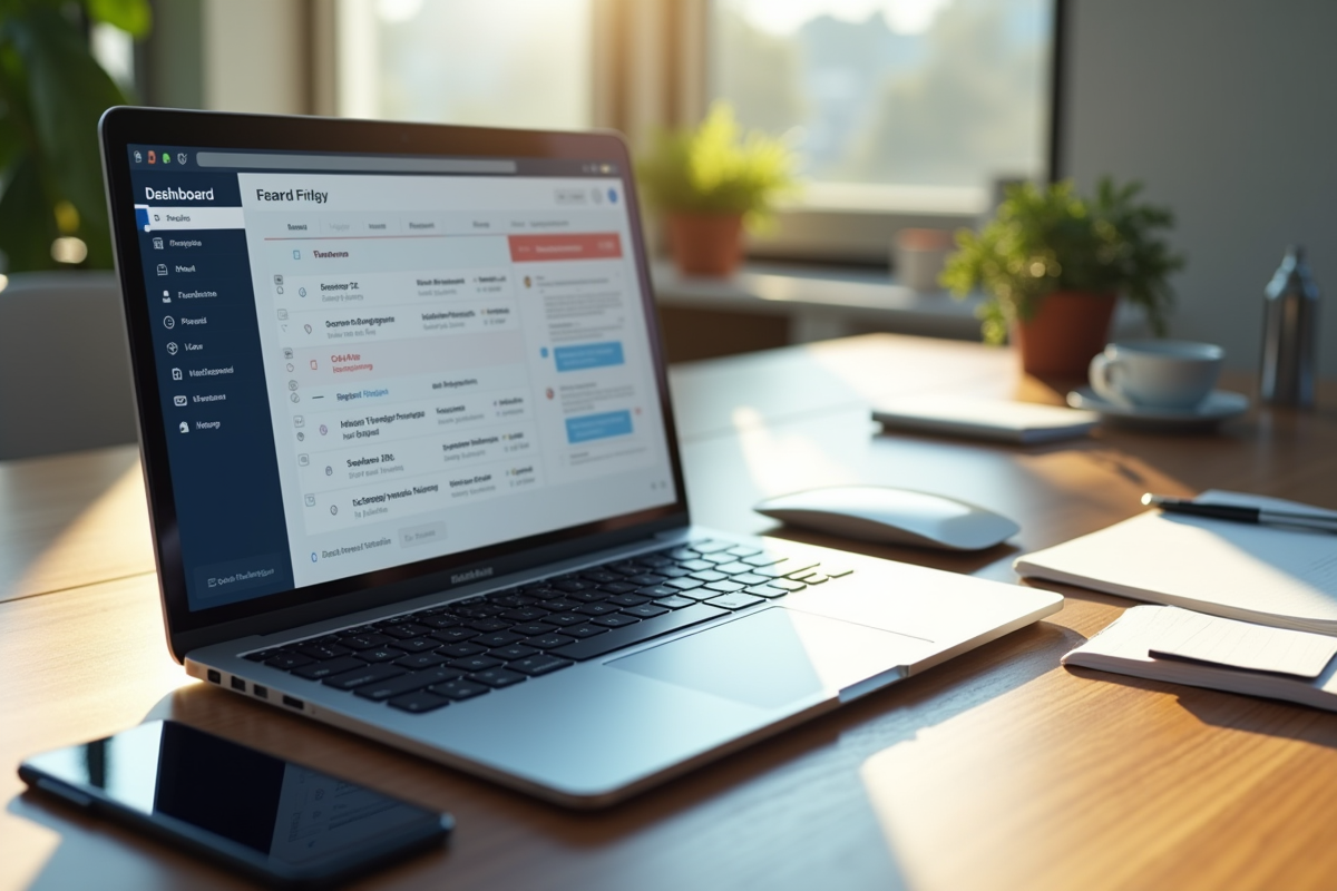Espace de travail avec ordinateur smartphone et agenda