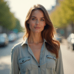 Femme élégante en plein air avec beauté naturelle