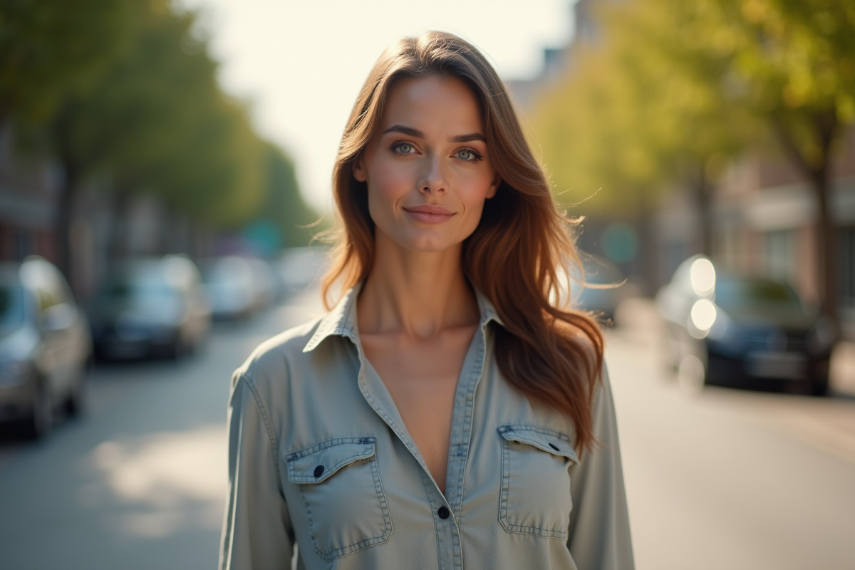 Femme élégante en plein air avec beauté naturelle