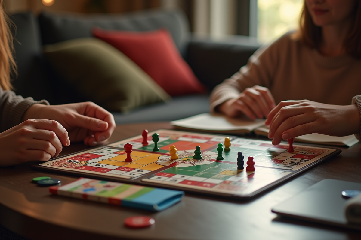 Partie de Cluedo moderne avec mains et plateau lumineux
