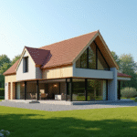 Maison moderne en construction dans la campagne d IlleetVilaine