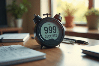 Chronomètre numérique sur bureau en journée lumineuse