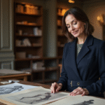 Femme élégante dans un atelier de mode parisien