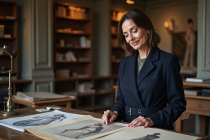 Femme élégante dans un atelier de mode parisien