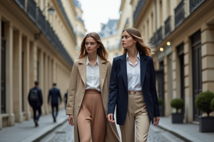 Deux jeunes femmes élégantes dans une rue parisienne