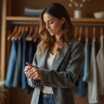 Femme inspectant la couture d'une chemise dans une boutique