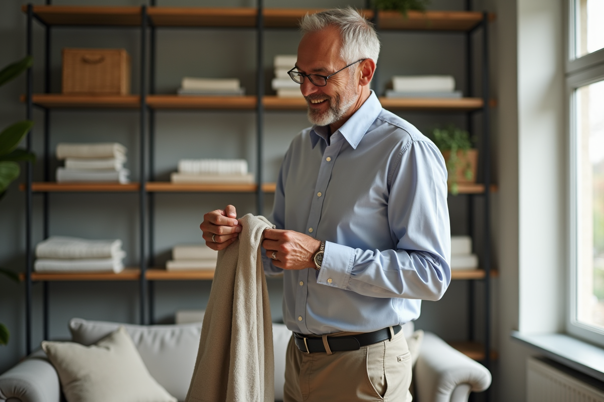 Homme vérifiant la texture d