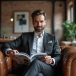 Homme élégant en costume dans un loft moderne