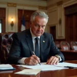 Le maire en réunion dans la chambre du conseil