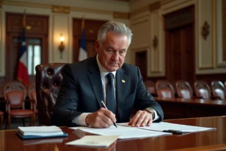 Le maire en réunion dans la chambre du conseil