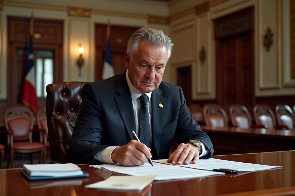 Le maire en réunion dans la chambre du conseil