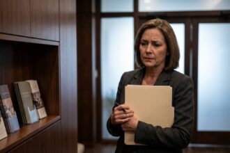 Femme réfléchie dans une salle de funeraire moderne