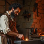 Forgeron méditerranéen dans son atelier en action