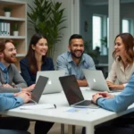 Groupe de collègues divers en réunion de travail