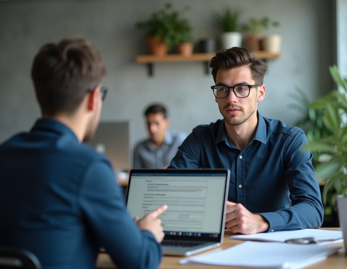 Jeune homme consultant un formulaire bilingue allemand-français en ligne pour traduire le terme Sonstiges