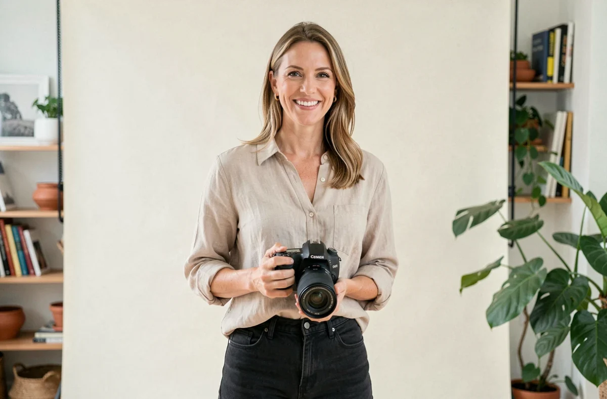 Julie Photographie, photographe portrait professionnelle en Essonne, dans son studio chaleureux